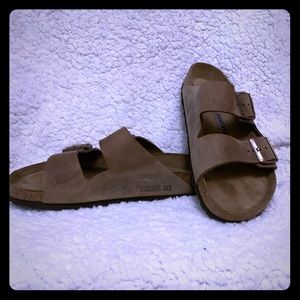 Brown leather Birkenstock sandals women size 9